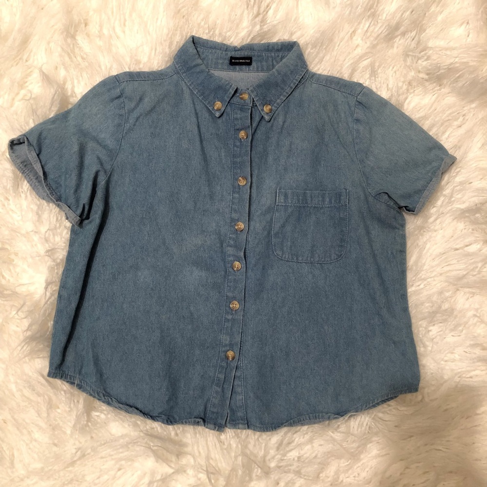 Brandy Melville Chambray Shirt Tortoise Buttons